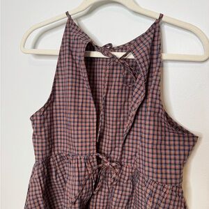 Target Red and Blue Plaid Cotton Tie-Back Camisole